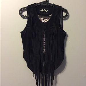 Guess genuine suede fringe vest in size xs